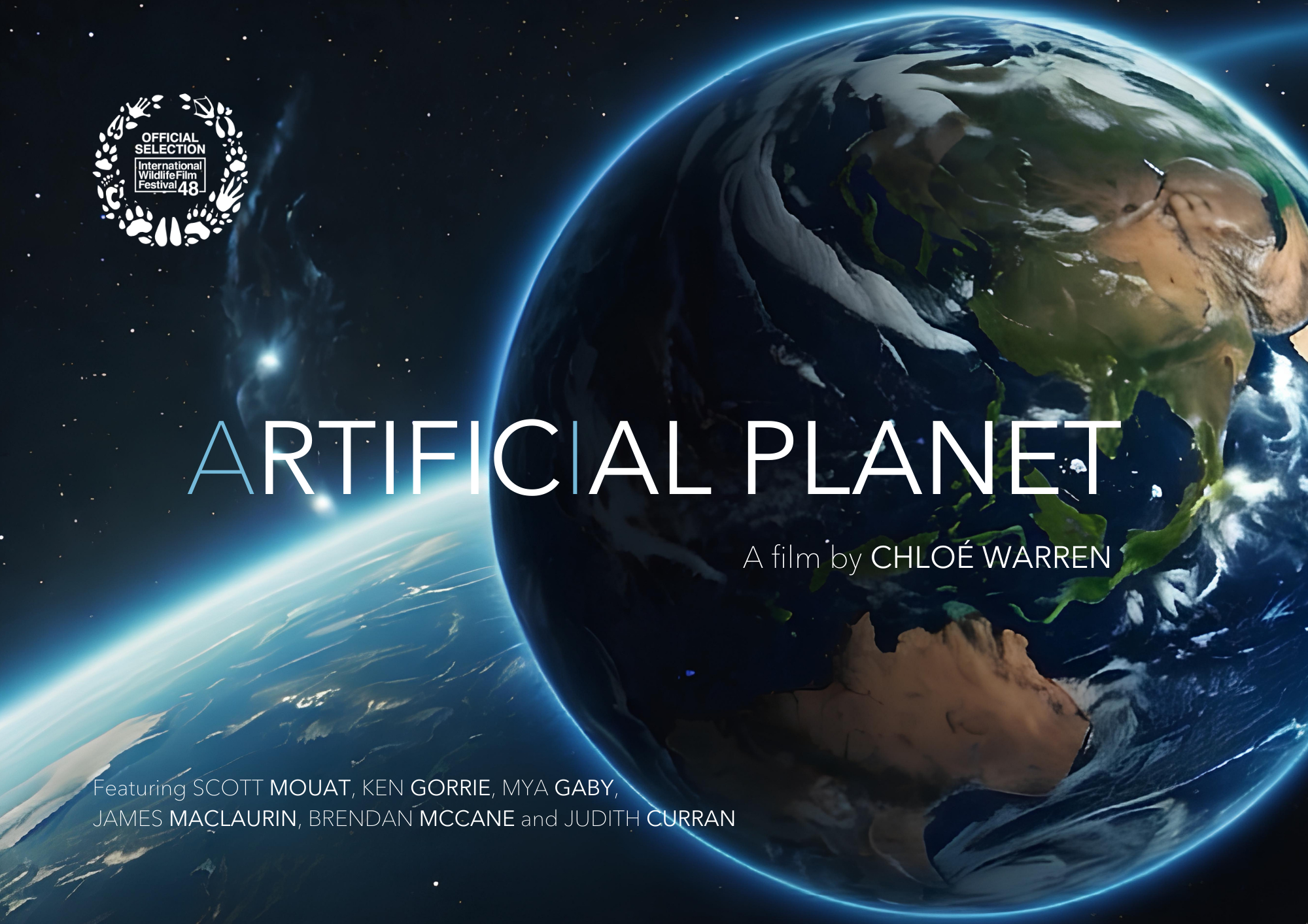 ARTIFICIAL PLANET (1) Film poster with planet Earth in space.