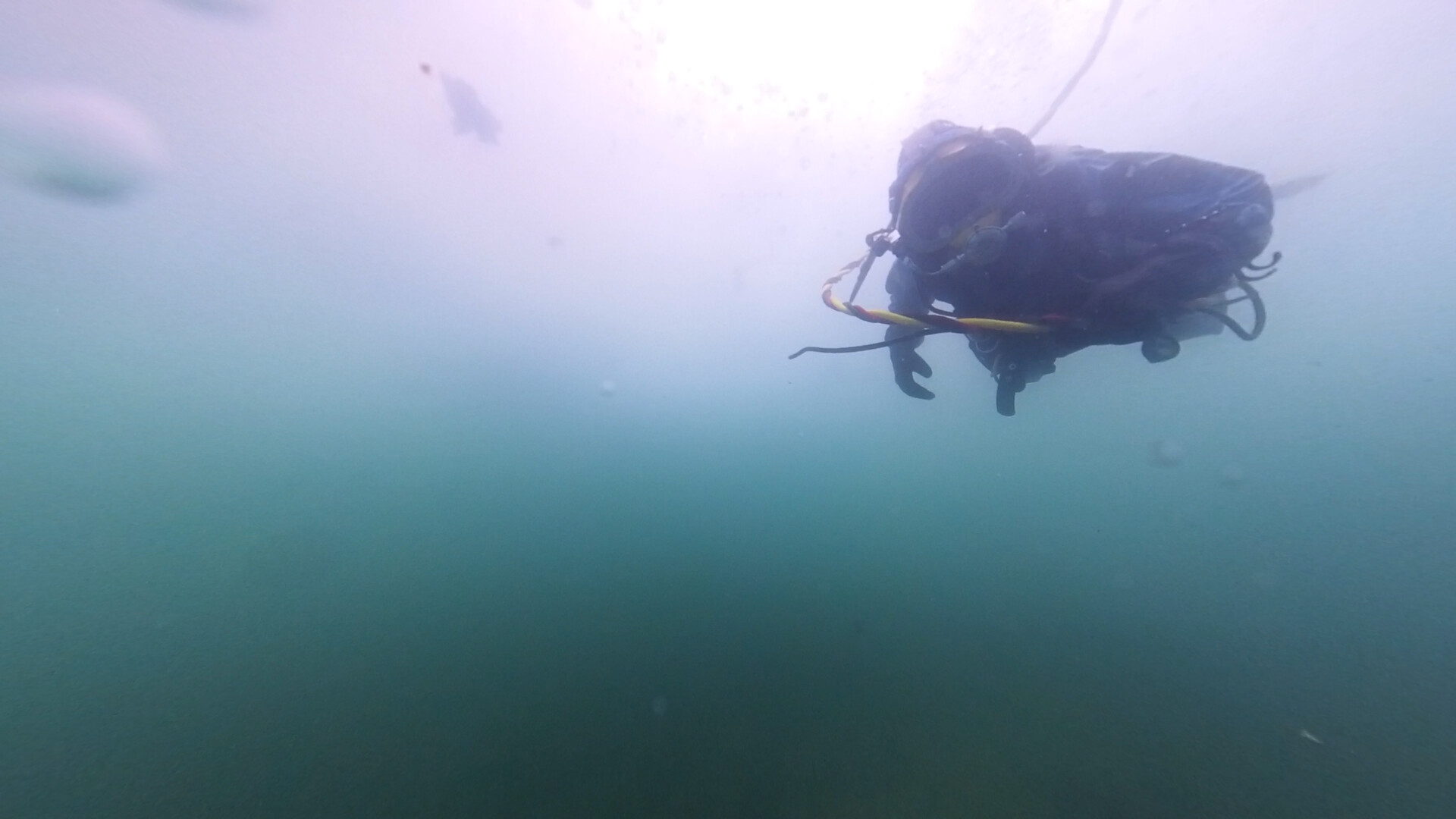 Undersea shot of water craft.