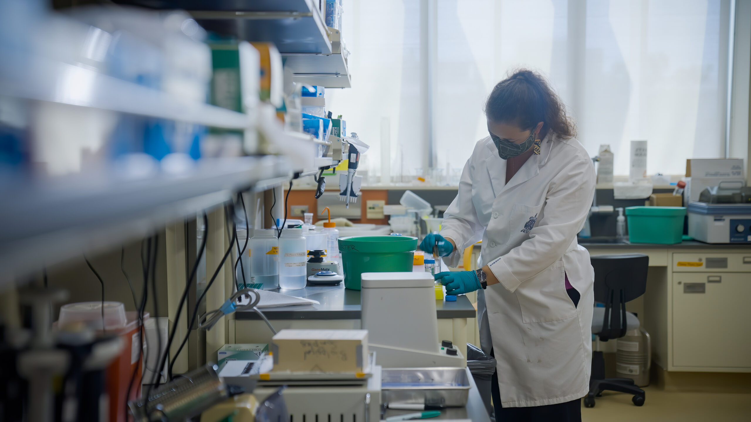 Person working in lab.