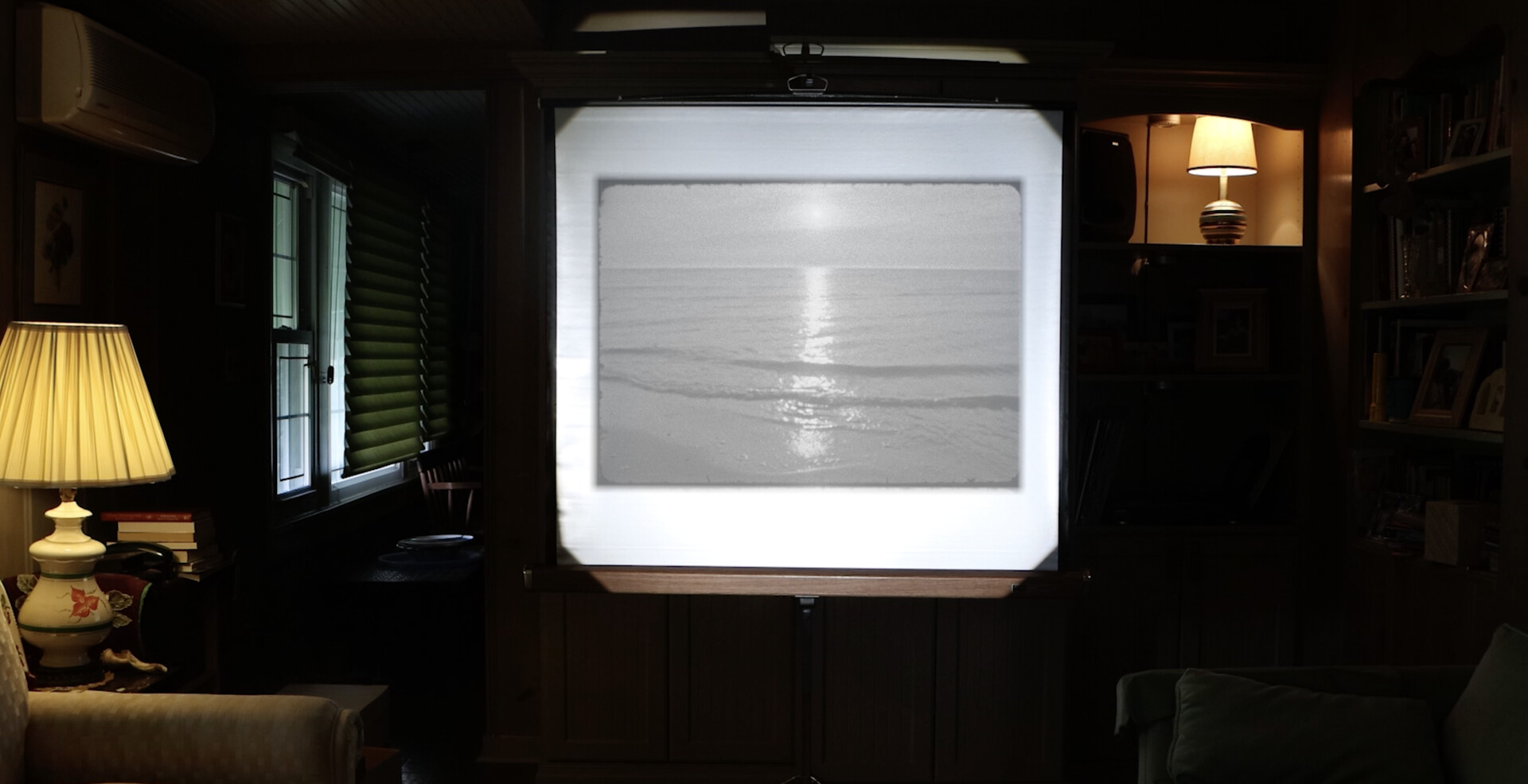 Projector screen with movie of water..