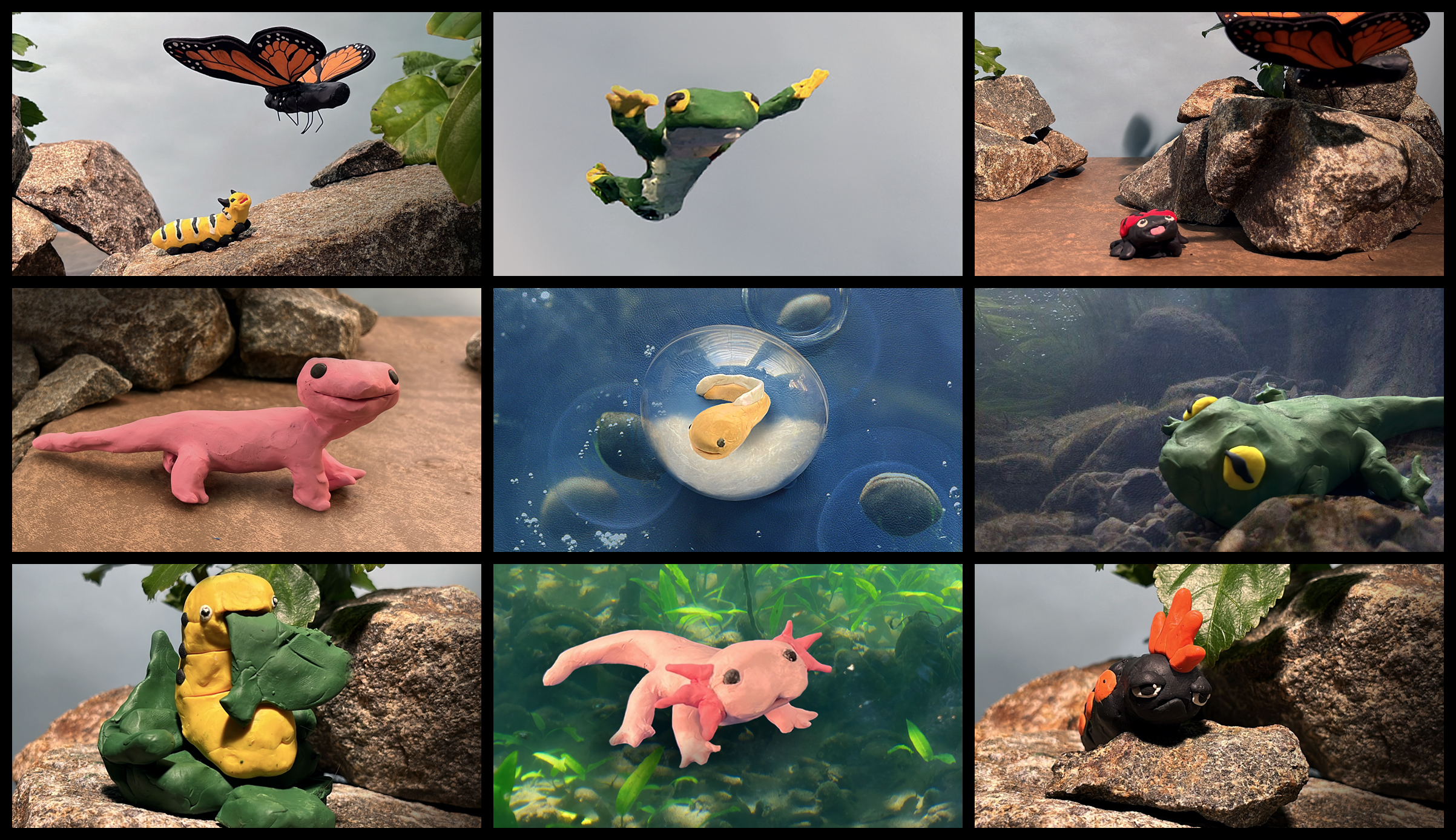 Grid of stop motion animation.