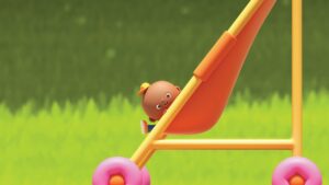 Animated baby in stroller.